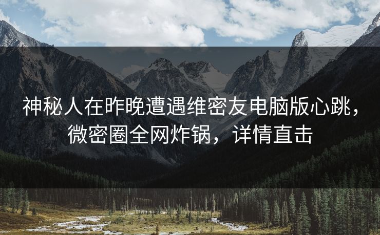 神秘人在昨晚遭遇维密友电脑版心跳,微密圈全网炸锅,详情直击 神秘人在昨晚遭遇维密友电脑版心跳,微密圈全网炸锅,详情直击