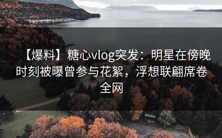 【爆料】糖心vlog突发：明星在傍晚时刻被曝曾参与花絮，浮想联翩席卷全网