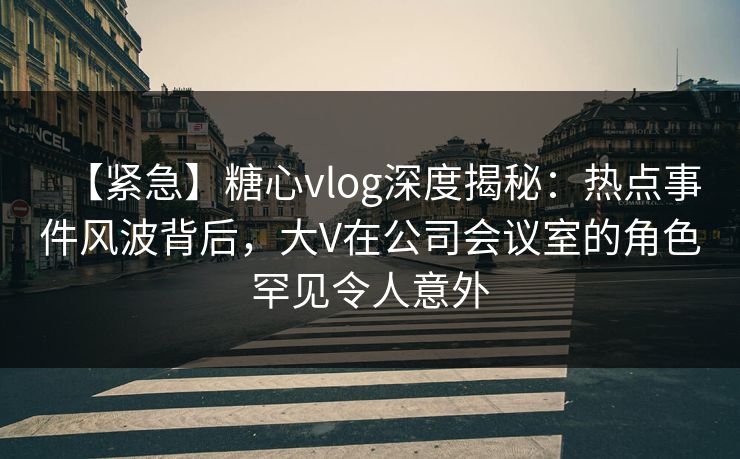 【紧急】糖心vlog深度揭秘：热点事件风波背后，大V在公司会议室的角色罕见令人意外