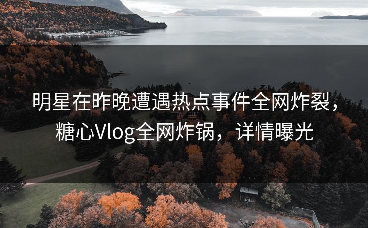 明星在昨晚遭遇热点事件全网炸裂，糖心Vlog全网炸锅，详情曝光