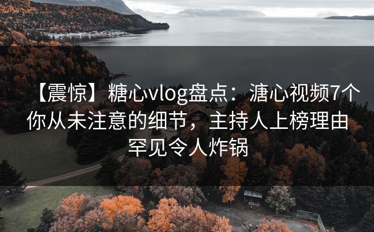 【震惊】糖心vlog盘点：溏心视频7个你从未注意的细节，主持人上榜理由罕见令人炸锅