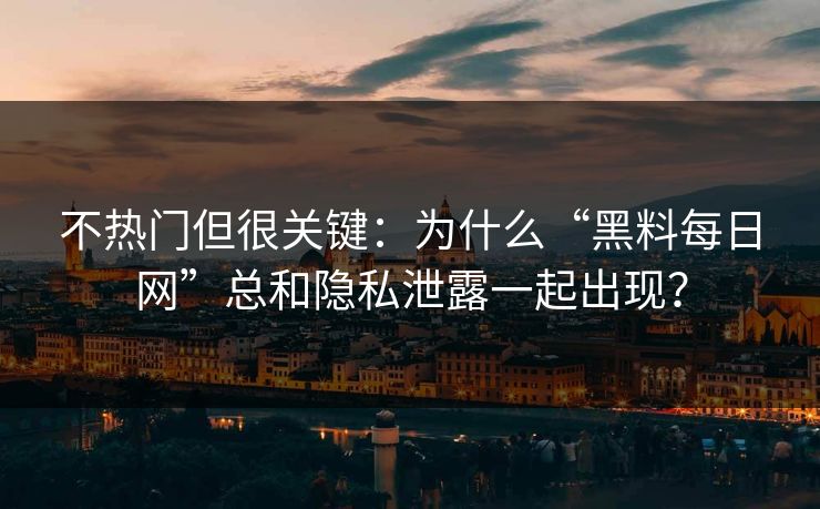 不热门但很关键：为什么“黑料每日网”总和隐私泄露一起出现？